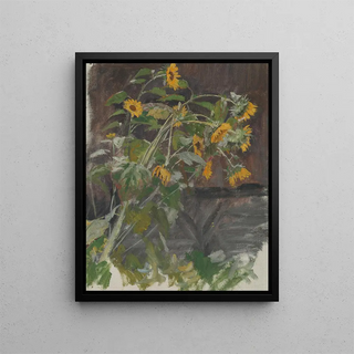 Sunflower Painting - Anton Nowak — framed artwork on a wall