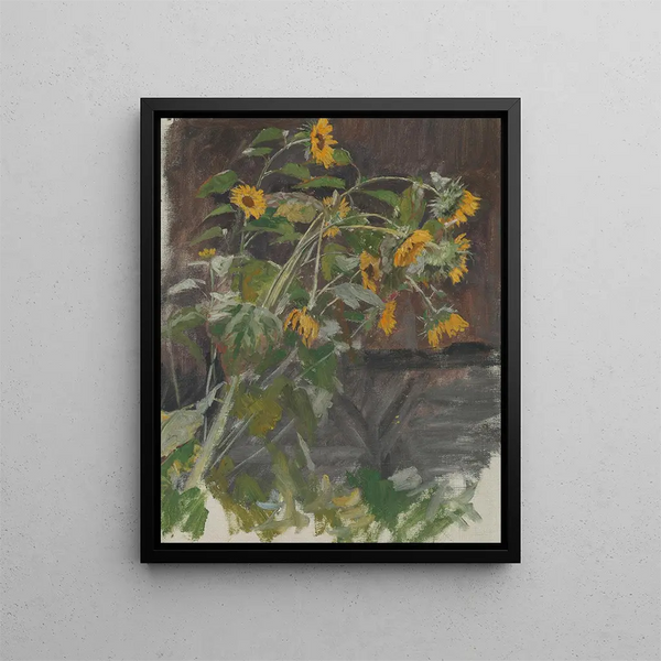 Sunflower Painting - Anton Nowak — framed artwork on a wall