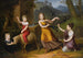 Portrait of four children standing in a landscape with a sheep and doves - Anton Petter — artwork view