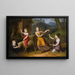 Portrait of four children standing in a landscape with a sheep and doves - Anton Petter — framed artwork on a wall