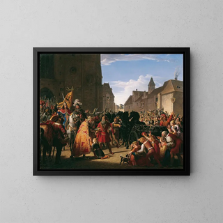 Wenzel asks Rudolf of Habsburg for the body of his father Przemysl Ottokar - Anton Petter — framed artwork on a wall
