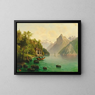 La chapelle des morts sur le lac de Lucerne - Anton Pieck — framed artwork on a wall