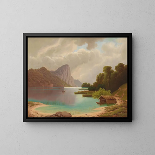 View of the Mondsee - Anton Pieck — framed artwork on a wall