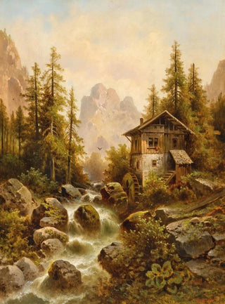 A wooded landscape with a waterfall - Anton Pickert — artwork view