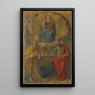 Marie with the Child Jesus and the saints Peter and Paul - Anton Psenner — framed artwork on a wall