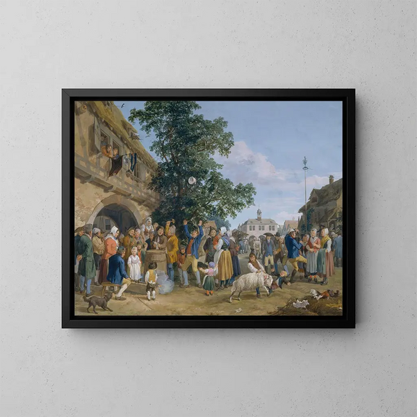 a ram drawing near Frankfurt am Main, a patronal festival scene - Anton Radl — framed artwork on a wall