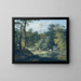 Abreuvoir for livestock in the forest, on the left a hunter - Anton Radl — framed artwork on a wall