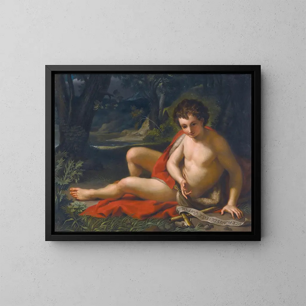 Saint Jean-Baptiste dans le désert - Anton Raphaël Mengs — framed artwork on a wall