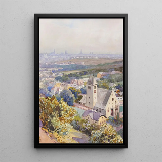 Reproduction of the painting Sievering with view of Vienna - Anton Reckziegel