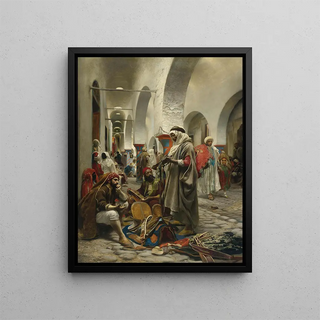 The Souk des étoffes Tunis - Anton Robert Leinweber — framed artwork on a wall