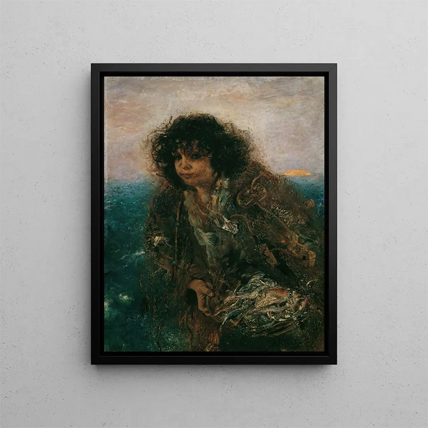 L'enfant du pêcheur italien - Anton Romako — framed artwork on a wall