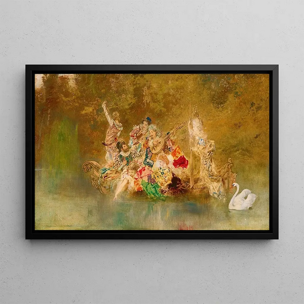 Joyeuse compagnie dans une gondole - Anton Romako — framed artwork on a wall