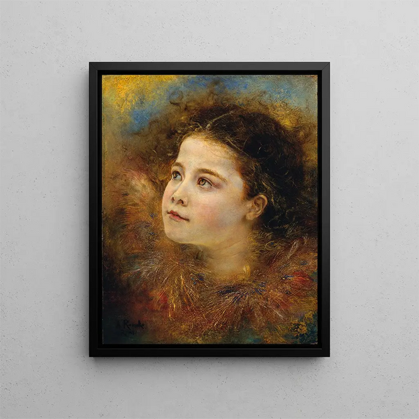 Girl with a Headband - Anton Romako — framed artwork on a wall