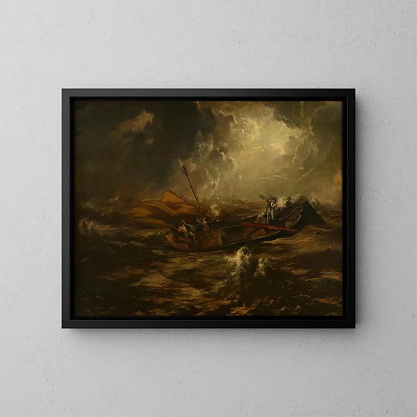 Storm at Sea - Anton Romako — framed artwork on a wall