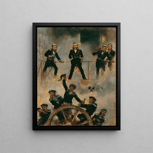 Tegetthoff at the Battle of Lissa II - Anton Romako — framed artwork on a wall