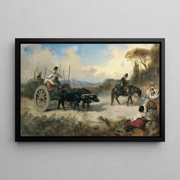 L'abreuvoir - Anton Romako — framed artwork on a wall