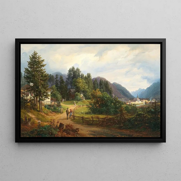 View of Bad Ischl - Anton Schiffer — framed artwork on a wall