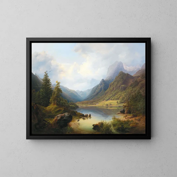A view of Hintersee with Reiteralm - Anton Schiffer — framed artwork on a wall