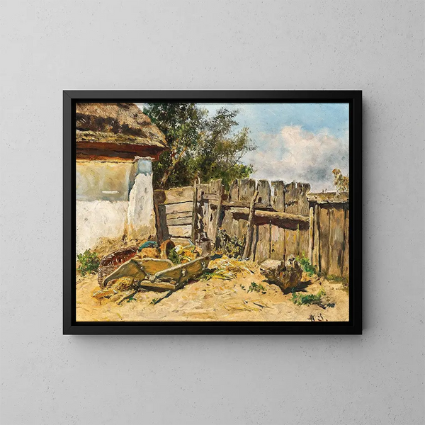 Rustic Garden Painting - Anton Schrödl — framed artwork on a wall