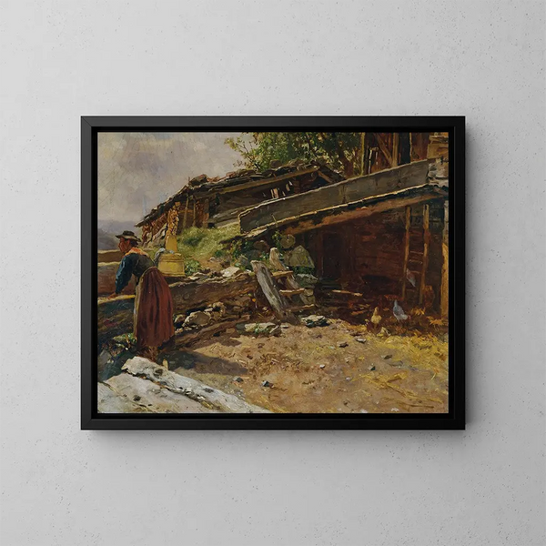 Fontaine chez le Wolferlbauer à Bruck-Fusch - Anton Schrödl — framed artwork on a wall