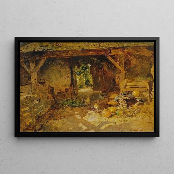 Interior Cour of the Marchfeld - Anton Schrödl — framed artwork on a wall