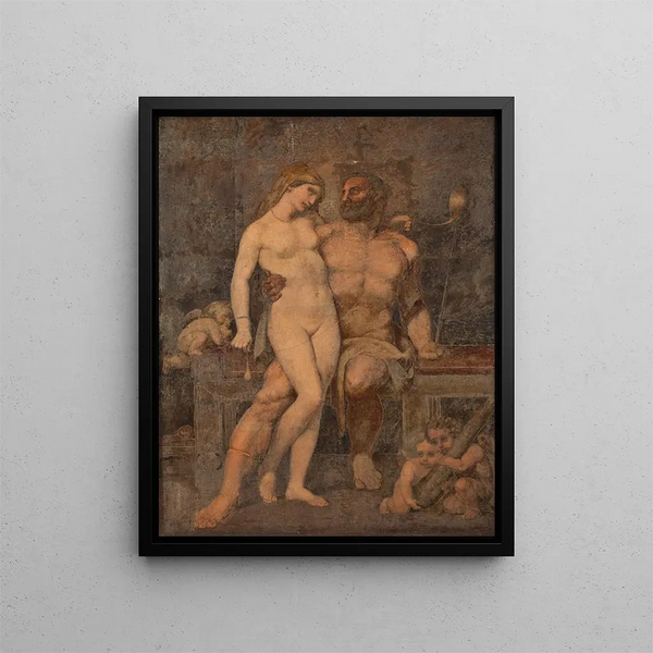 Hercules and Omphale - Anton von Gegenbaur — framed artwork on a wall