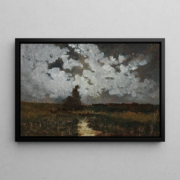 Nighttime Atmosphere Painting - Anton Waldhauser — framed artwork on a wall