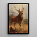 Deer trophy in an open landscape - Anton Weinberger — framed artwork on a wall