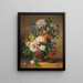 a peony, a rhododendron, an azalea, an antirrhinum, and a columbine in a sculpted urn on a stone ledge with a bird's nest - Anton Weiss — framed artwork on a wall