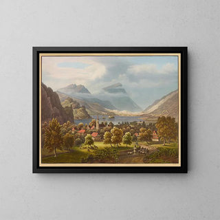 View of Sewen and Lake Lowerz - Anton Winterlin — framed artwork on a wall
