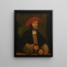 Portrait of a gentleman in a red cap in front of a ledge - Anton Woensam — framed artwork on a wall