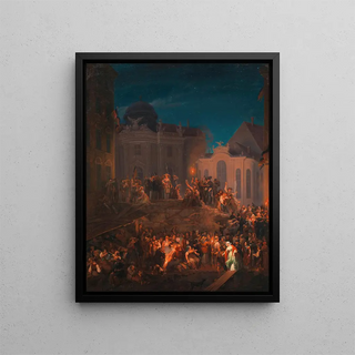 The barricade of Michaelerplatz on the night of May 26 to 27, 1848 - Anton Ziegler — framed artwork on a wall