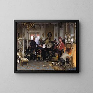 In the troop quarters near Paris - Anton von Werner — framed artwork on a wall