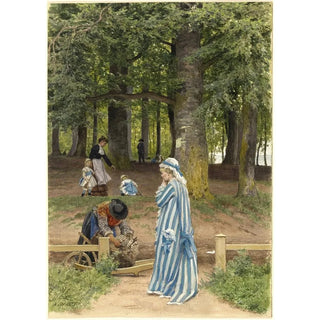 L'épouse de l'artiste et ses filles dans un parc à Heringsdorf - Anton von Werner — artwork view