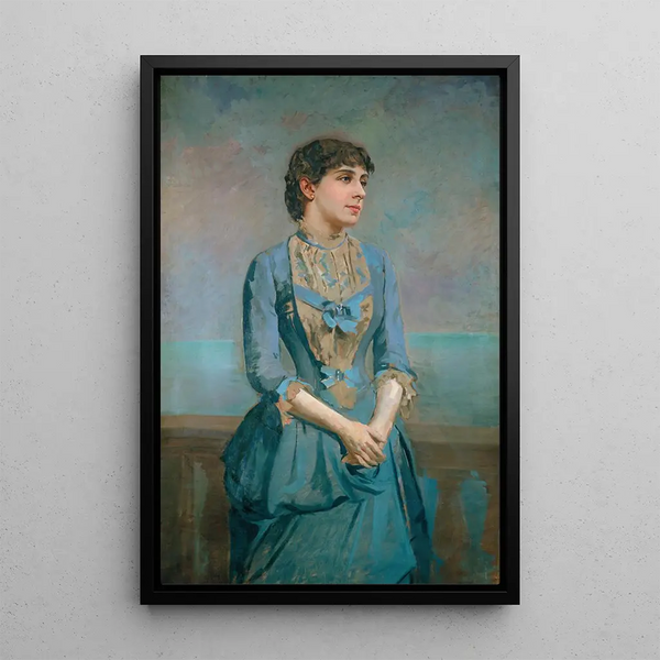 Portrait of Llúsa Dulce i Tresserra, Marquise of Castellflorit - Antoni Caba — framed artwork on a wall
