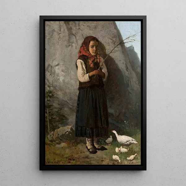 Girl with Geese - Antoni Gramatyka — framed artwork on a wall