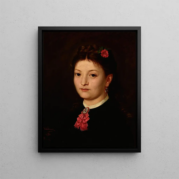 Portrait of a young woman - Antoni Kozakiewicz — framed artwork on a wall