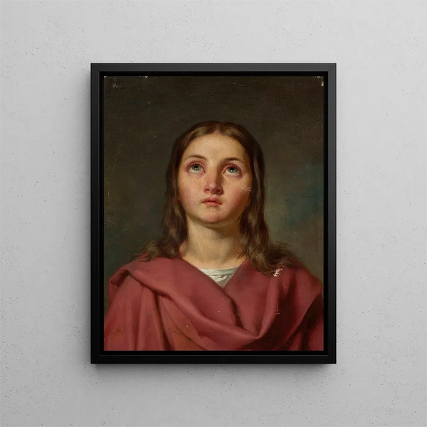 Bust of a young woman, Virgin Mary - Antoni Murzynowski — framed artwork on a wall