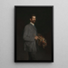 Self-portrait with palette - Antoni Piotrowski — framed artwork on a wall