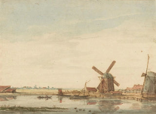 Windmills on a Canal - Antonie Erkelens — artwork view