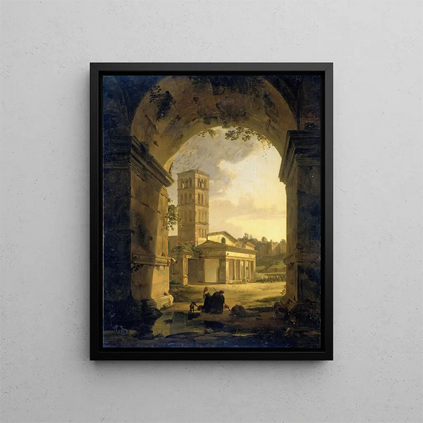 San Giorgio in Velabro in Rome - Antonie Sminck Pitloo — framed artwork on a wall