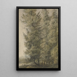 Reproduction of the painting of tall pines at the edge of a forest - Antonie Waterloo