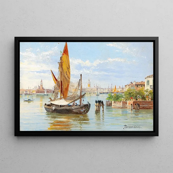 Fishing Boats in Venice - Antonietta Brandeis — framed artwork on a wall
