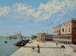 Figures au Molo avec la Libreria, la Punta della Dogana et Santa Maria della Salute au-delà - Antonietta Brandeis — artwork view