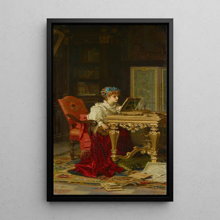 a lady playing music, Irène Di Spilimbergo - Antonio Barzaghi-Cattaneo — framed artwork on a wall