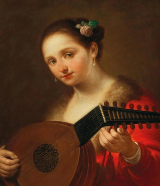 A young woman with a lute - Antonio Beccadelli — artwork view