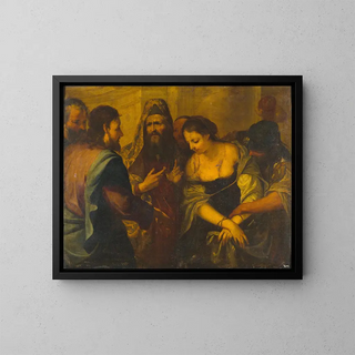 The Christ and the Woman Caught in Adultery - Antonio Carneo — framed artwork on a wall