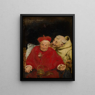 Funny gossip - Antonio Casanova y Estorach — framed artwork on a wall