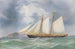 Yacht de plaisance anglais devant la côte rocheuse de Capri - Antonio de Simone — artwork view
