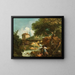 A river landscape with figures and a watermill in the distance - Antonio Diziani — framed artwork on a wall